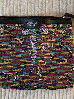 Victoria's Secret Black Trim Multicolor Sequin Clutch